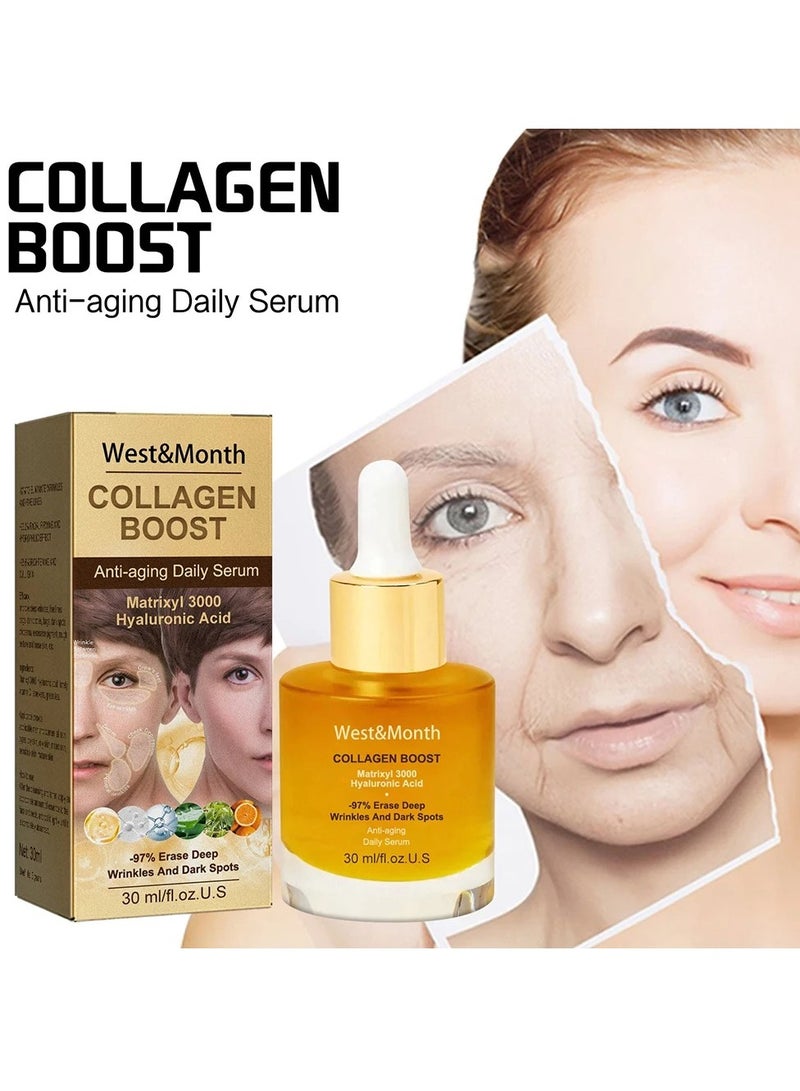 West&Month Advanced Collagen Boost Anti Ageing Serum, Regenerative Skin Repairing Hyaluronic Acid Serum, Hydrating Brightening Skin Care Serum For Shrinking Pore and Acne-treatment - Image 3
