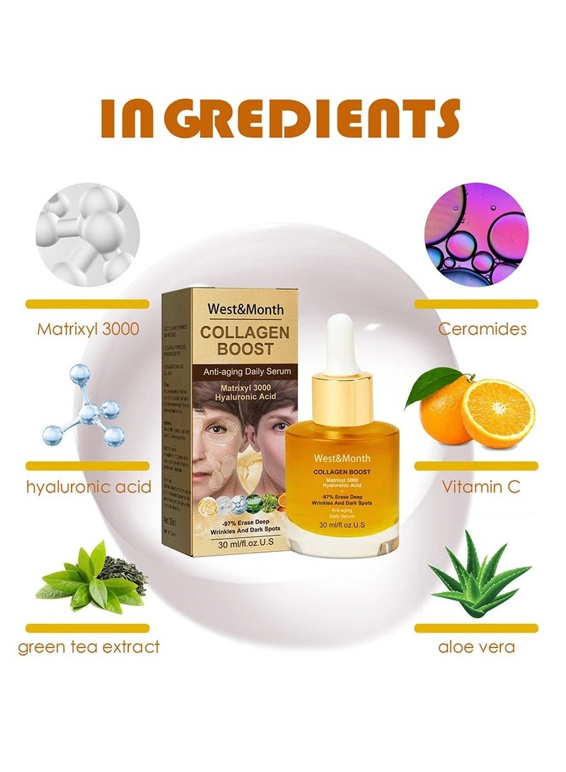 West&Month Advanced Collagen Boost Anti Ageing Serum, Regenerative Skin Repairing Hyaluronic Acid Serum, Hydrating Brightening Skin Care Serum For Shrinking Pore and Acne-treatment - Image 4
