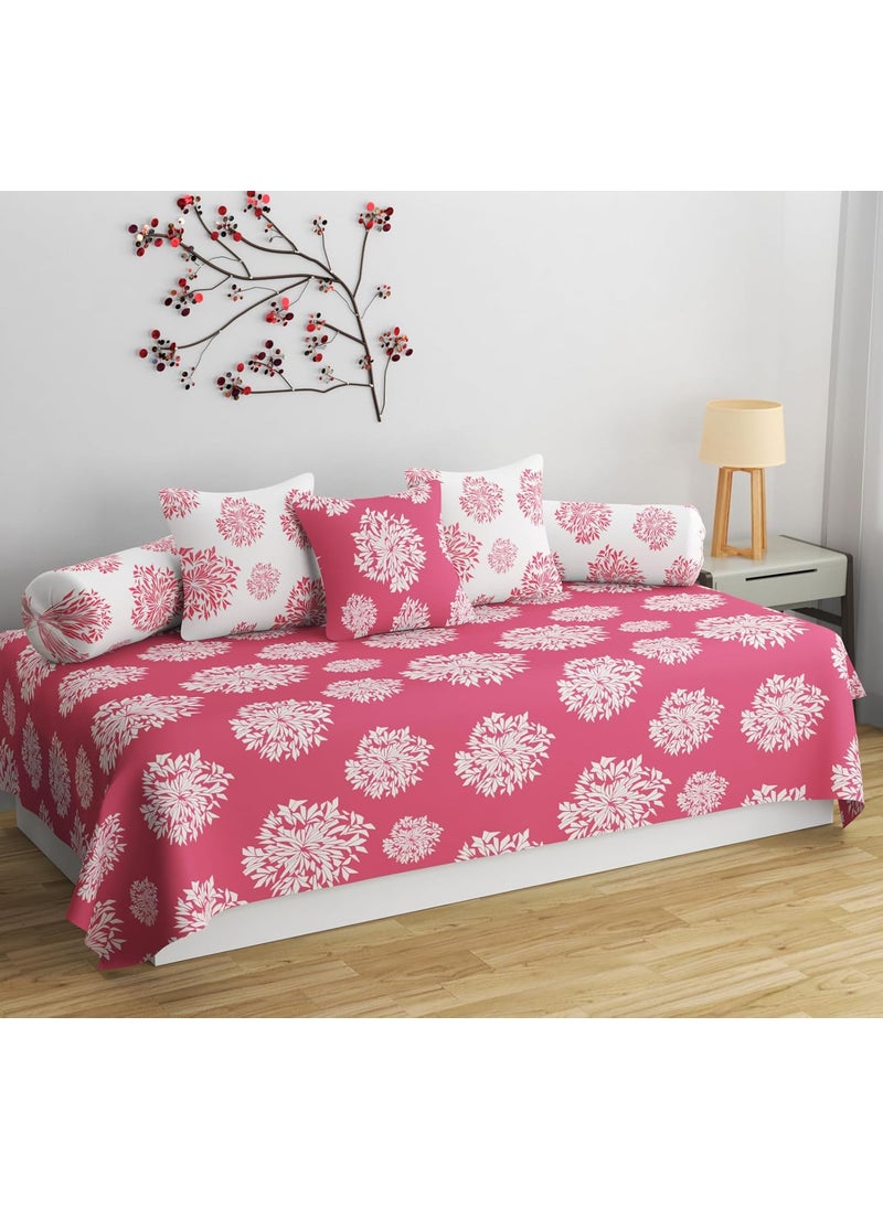 HIDECOR HIDECOR Supersoft diwan Set for Living Room diwan Set Covers Cotton diwan Set 6 Pieces 1 Single Bedsheet 3 Cushion Covers 2 Bolster Covers Mauva  - Image 1