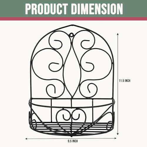Pivalo Plant Stand Wall Mounted Hanging Plant Shelf Galvanized Metal Flower Pot Holder Indoor Gamla Support Corner Rack Outdoor Display for Home Office Garden Balcony Decoration (Pakc of 1, Black) - Image 2