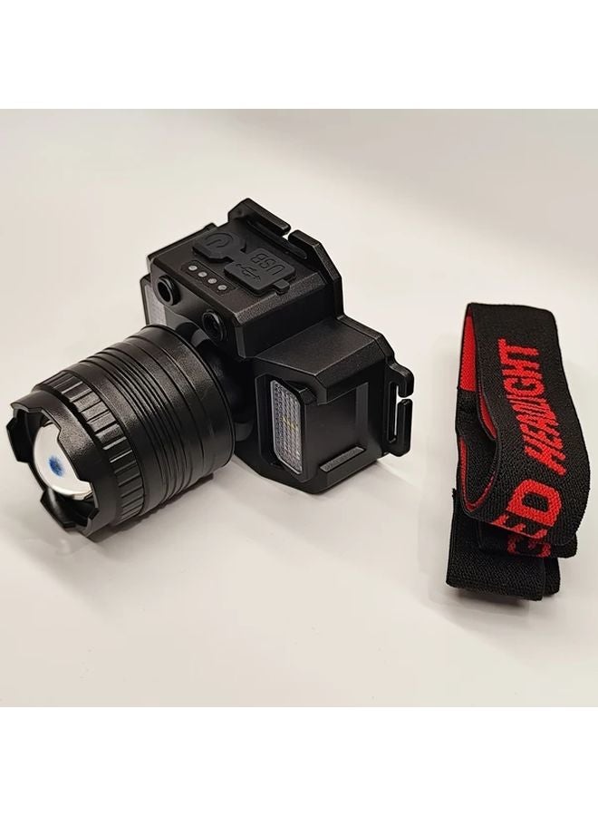 الأسود USB قابل لإعادة الشحن مصباح أمامي IP65 مقاوم للماء مصباح يدوي بدون استخدام اليدين للاستخدام في الهواء الطلق - Image 1