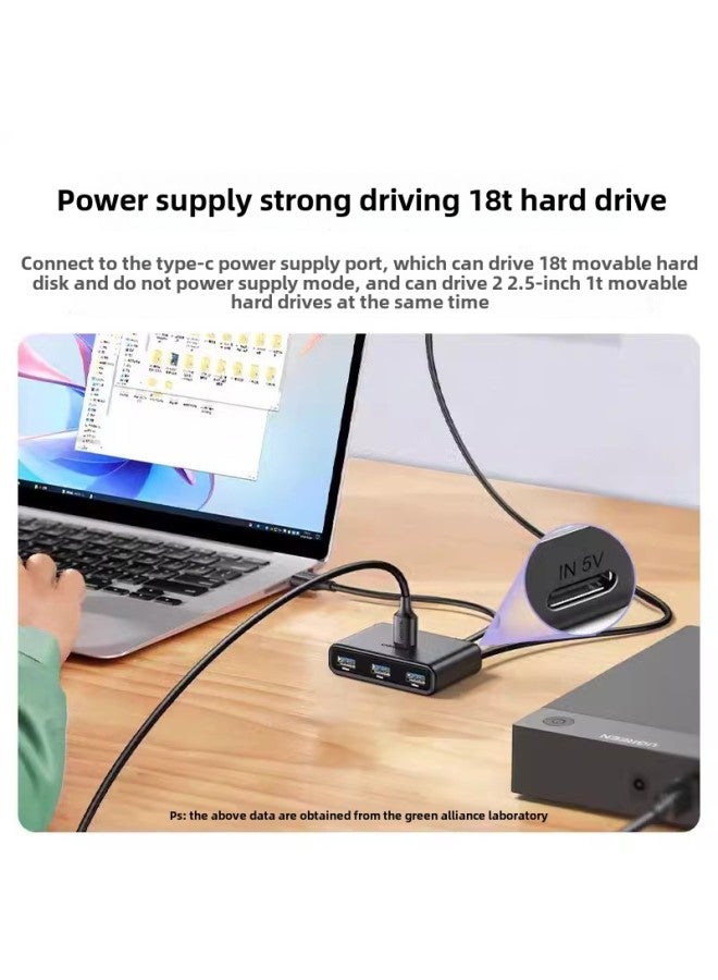 Green Union CM688 USB3.0 Splitter High Speed 4 USB Expansion Typec Hub HUB3.0 1 Drag 4-Number Of Interfaces:White/with Line 1.15704m  - Image 3