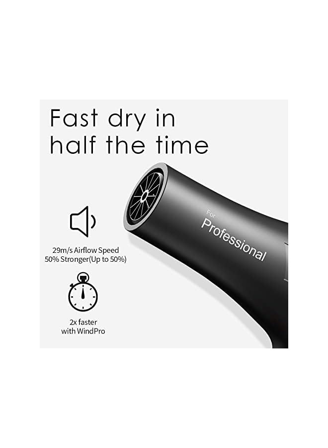 Faszin مجفف شعر أيوني احترافي للصالونات، مجفف شعر بقوة 2400 واط، محرك تيار متردد، تجفيف سريع مع سرعتين و3 إعدادات للحرارة وزر تبريد مع فوهة موزع ومشط تركيز للشعر المجعد والمستقيم - Image 4