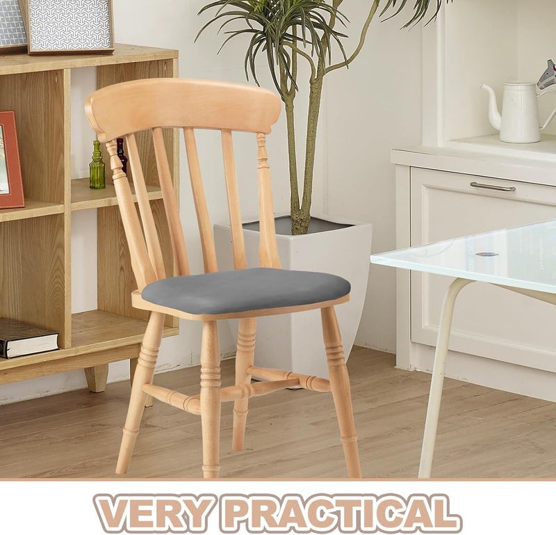 Zerodeko Waterproof Milk Silk Chair Slipcover with Elastic Fit, Removable Gray Protective Cushion Cover for Desk and Dining Chairs, Home and Office Use - Image 3