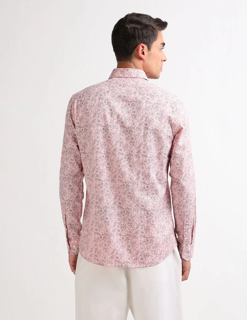 Arrow Light Pink Original Floral Printed Shirt for Men | Best Price UAE