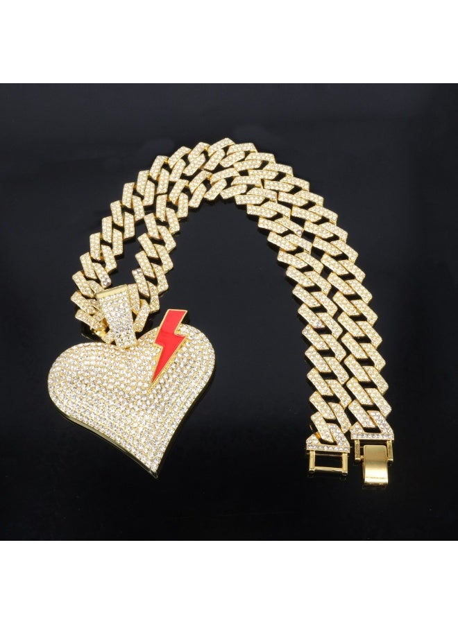 KUYING Broken Love Full Diamond Necklace For Men's Luxury Hip Hop Chain - Image 1