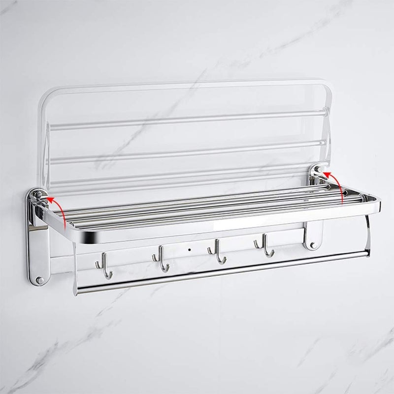 Plantex Bathroom Accessories-Stainless Steel 304 Grade Folding Towel Rack/Towel Hanger/Bathroom Organizer(24 Inch-Chrome) - Image 4