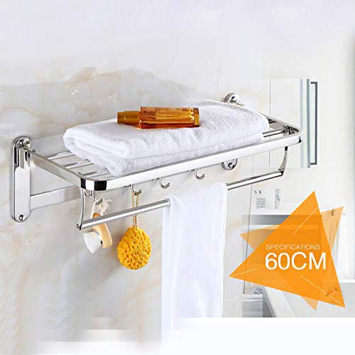 Plantex Bathroom Accessories-Stainless Steel 304 Grade Folding Towel Rack/Towel Hanger/Bathroom Organizer(24 Inch-Chrome) - Image 3