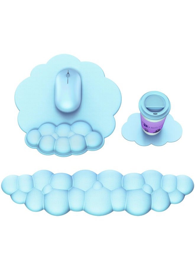 MOKURU Cloud Mouse Pad with Wrist Rest, Cloud Keyboard Wrist Rest, Wrist Rest for Computer Keyboard, Cloud Mouse Pad Wrist Support, Ergonomic Cloud Keyboard Mouse Wrist Support (Blue) - Image 1