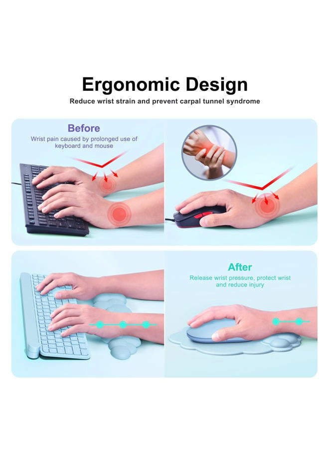 MOKURU Cloud Mouse Pad with Wrist Rest, Cloud Keyboard Wrist Rest, Wrist Rest for Computer Keyboard, Cloud Mouse Pad Wrist Support, Ergonomic Cloud Keyboard Mouse Wrist Support (Blue) - Image 3
