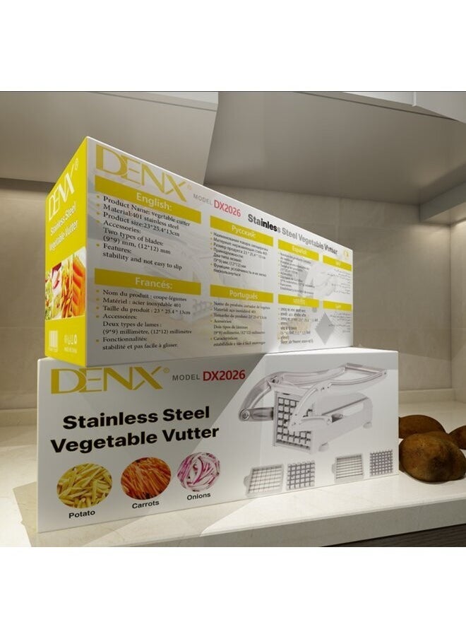 Denx Stainless Steel Manual Potato Cutter Shredder, French Fries Slicer Potato, For Potatoes, Carrots, Cucumbers And Other Vegetables. - Image 2