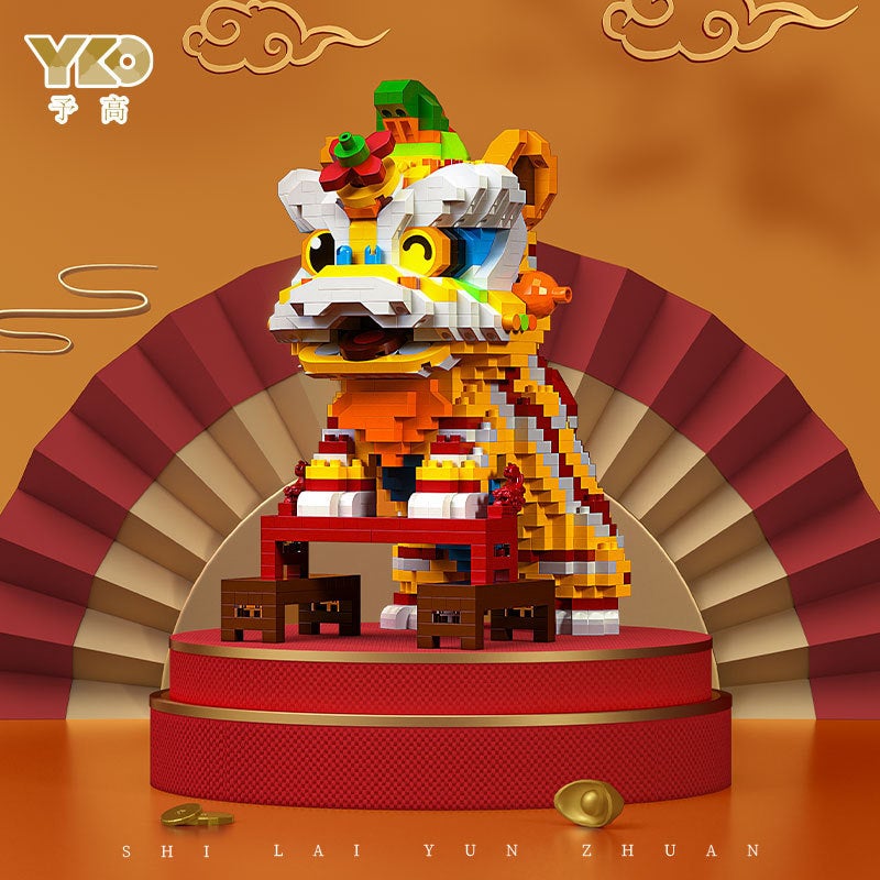 Chinese Style Lion Dance National Fashion Decoration Micro Diamond Assembled Building Blocks Toy Men'S And Women'S Birthday New Year Gift Stall - Image 5