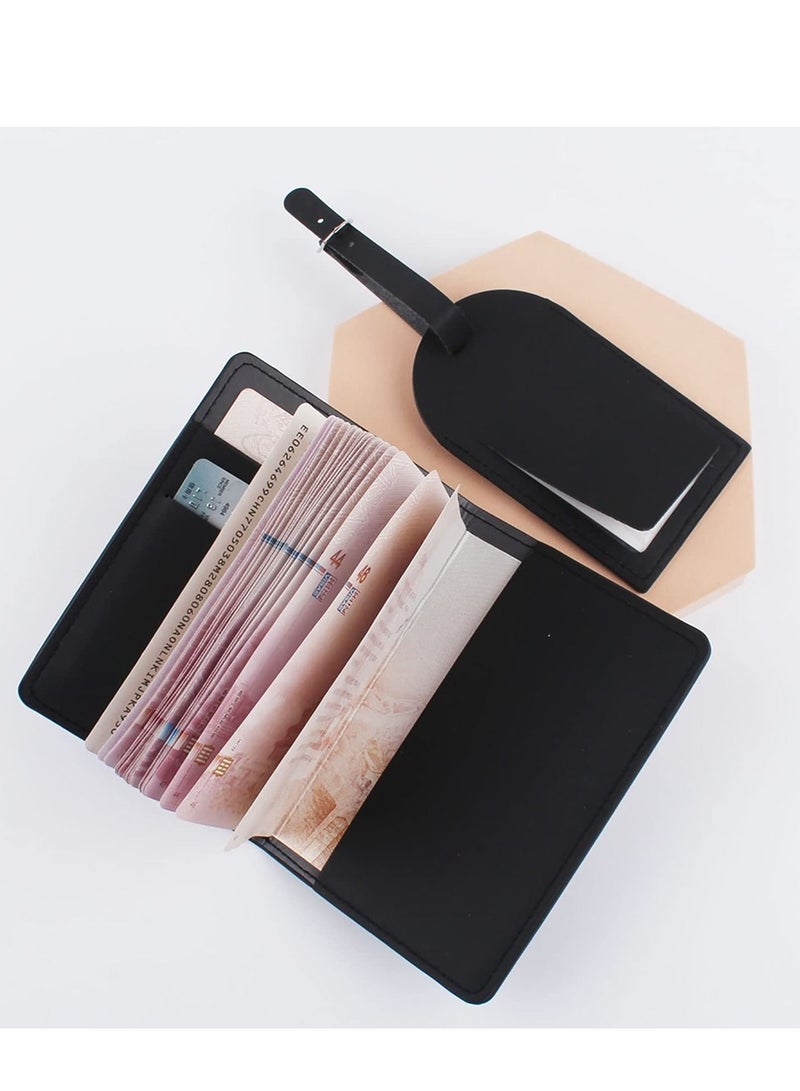 KASTWAVE Passport Covers and Luggage Tags Set, Passport Holder Travel Suitcase Tag Case Organizer for Storing Passport Business Cards Credit Cards Boarding Passes (2 Covers + 2 Tags) - Image 4