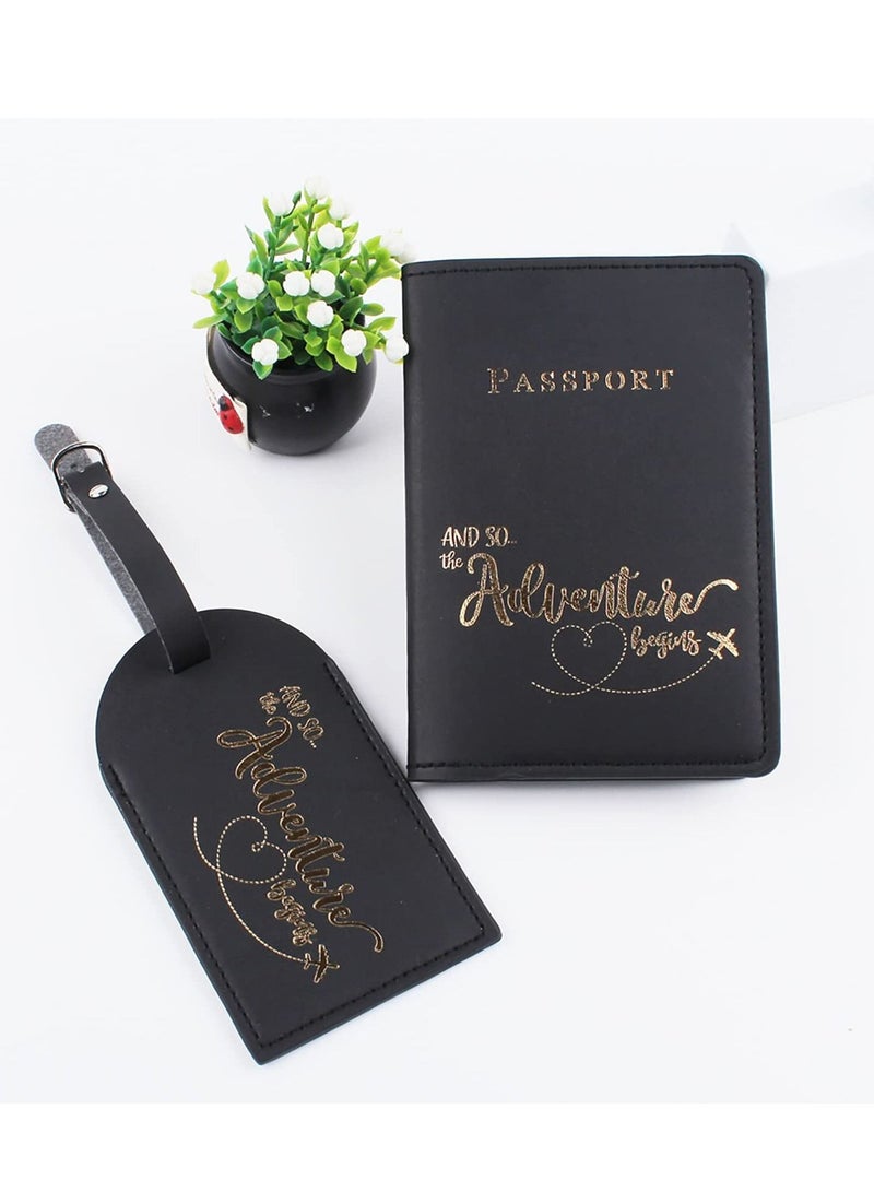 KASTWAVE Passport Covers and Luggage Tags Set, Passport Holder Travel Suitcase Tag Case Organizer for Storing Passport Business Cards Credit Cards Boarding Passes (2 Covers + 2 Tags) - Image 2