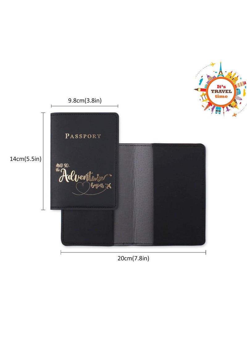 KASTWAVE Passport Covers and Luggage Tags Set, Passport Holder Travel Suitcase Tag Case Organizer for Storing Passport Business Cards Credit Cards Boarding Passes (2 Covers + 2 Tags) - Image 3