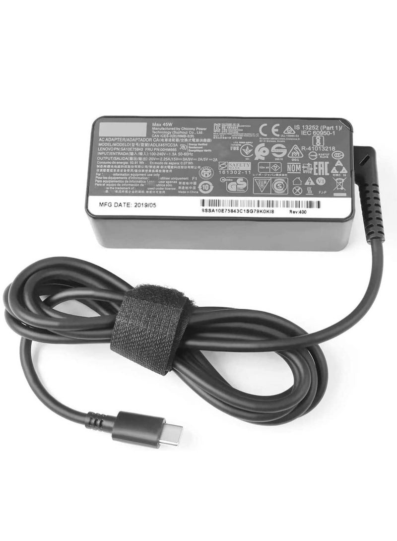Terabyte 45W USB-C Type-C AC ADLX45YLC3A SA10E75841 00HM663 Replacement Laptop Adapter - Image 1