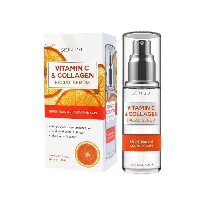 Skin 2.0 Vitamin C Serum - Dermatologist Tested, Anti-Aging & Dark Spot Remover - Brightening, Clean Beauty, Cruelty-Free, Korean Skincare for Glass Skin, All Skin Types - 1.69 Fl. oz