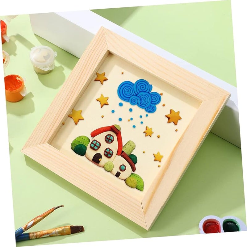 Cabilock 8 Pcs DIY Wooden Clay Blank Frames 12X12X0.8CM For Art Projects Photo Display - Image 3