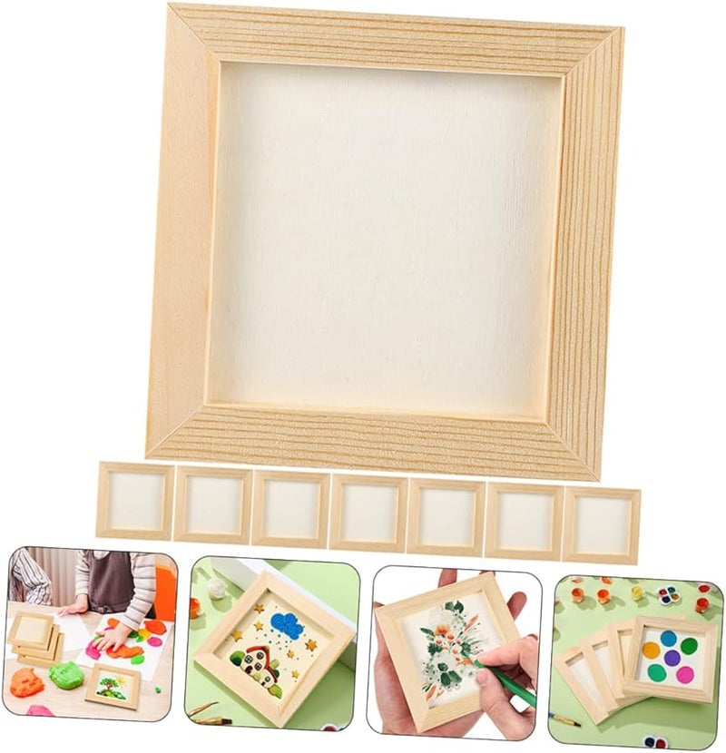 Cabilock 8 Pcs DIY Wooden Clay Blank Frames 12X12X0.8CM For Art Projects Photo Display - Image 5