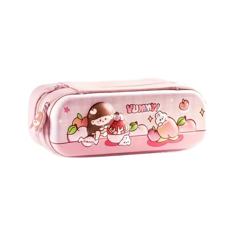 Parshya Pencil Case Double Layer 3D Cute Pencil Pouch Aesthetic Pencil Case for Girls Large Capacity Pen Pencil Pouch Multifunctional Stationery Organizer for School (Peach Girl) - Image 1