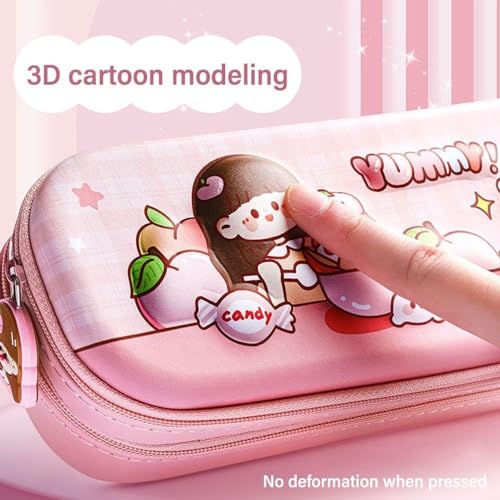 Parshya Pencil Case Double Layer 3D Cute Pencil Pouch Aesthetic Pencil Case for Girls Large Capacity Pen Pencil Pouch Multifunctional Stationery Organizer for School (Peach Girl) - Image 2