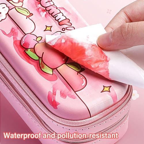 Parshya Pencil Case Double Layer 3D Cute Pencil Pouch Aesthetic Pencil Case for Girls Large Capacity Pen Pencil Pouch Multifunctional Stationery Organizer for School (Peach Girl) - Image 3