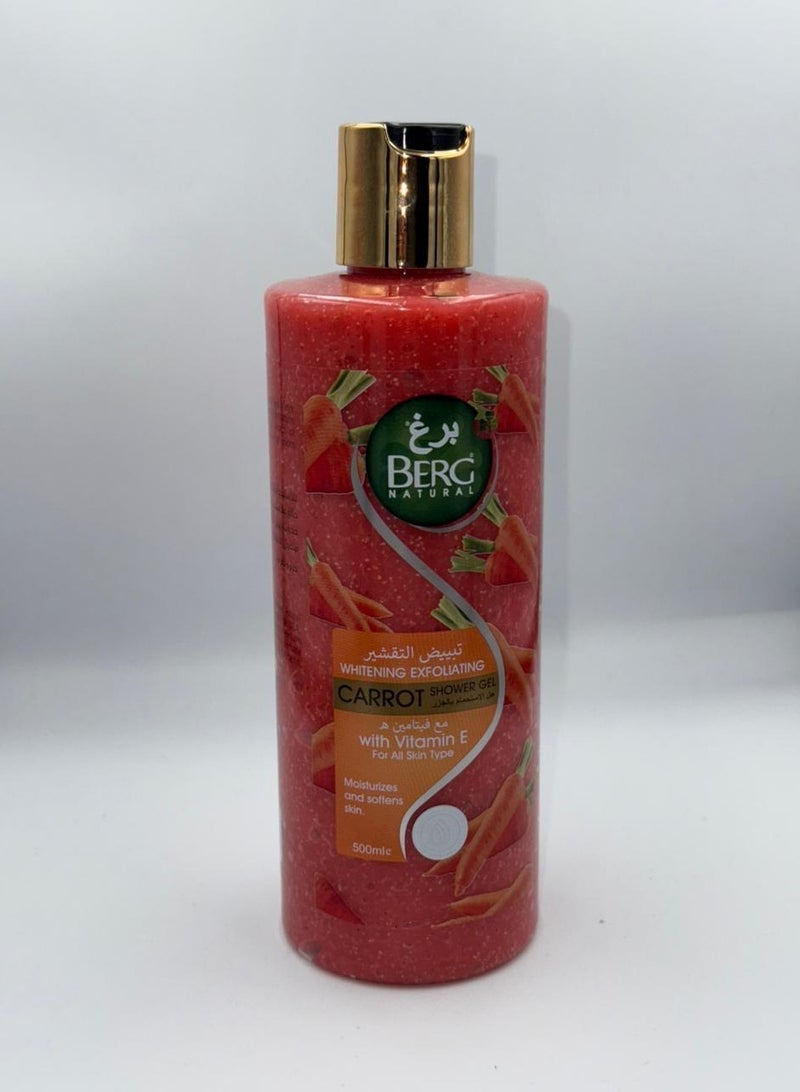 Berg Berg Natural 2‑in‑1 Carrot Shower Gel + Scrub with Vitamin E – Brightening & Hydrating Cleanser (500 ml) - Image 1
