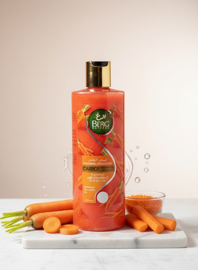 Berg Natural 2‑in‑1 Carrot Shower Gel + Scrub with Vitamin E – Brightening & Hydrating Cleanser (500 ml) - Image 1