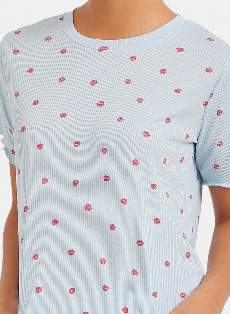 Carina Lips-Print Ribbed Pyjama - Image 5