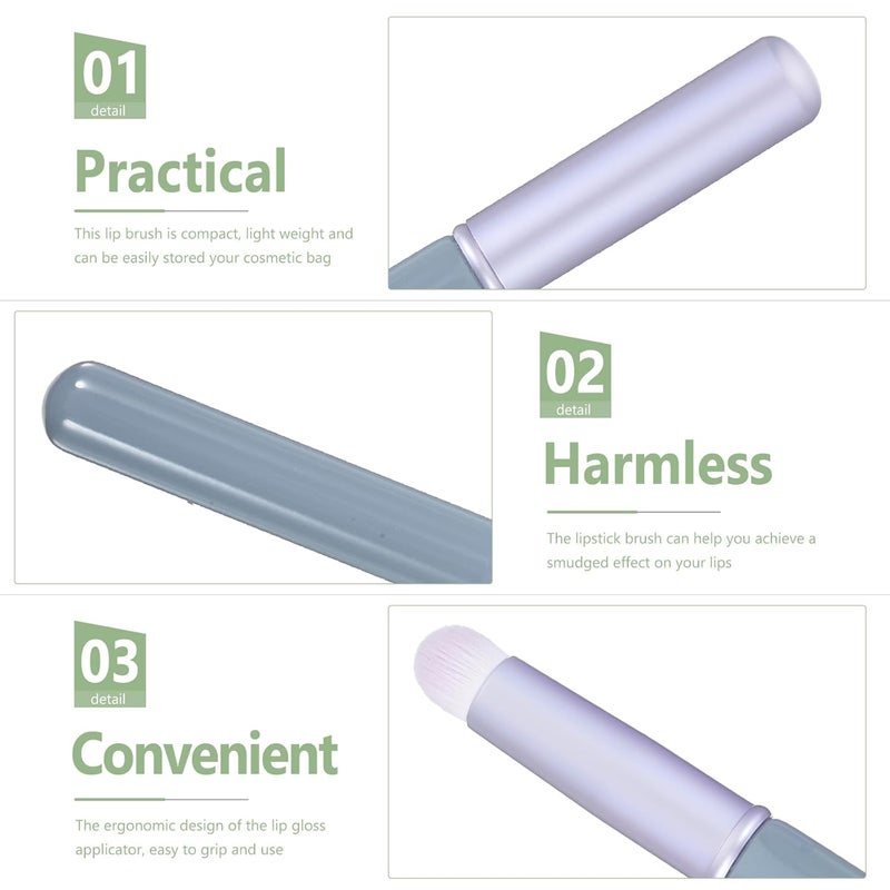 SHOWERORO 2pcs Mini Portable Lip Brush Set with Cap White Jade and Wisteria Colors Lipstick and Lip Gloss Applicators for Travel On-the-go - Image 3