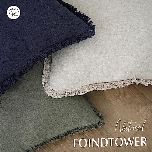 Foindtower Set of 2 Decorative Linen Fringe Throw Pillow Covers Cozy Farmhouse Boho Cushion Cover with Tassels Soft Accent Pillowcase for Couch Sofa Bed Living Room Home Decor 20×20 Inch Beige - Image 4