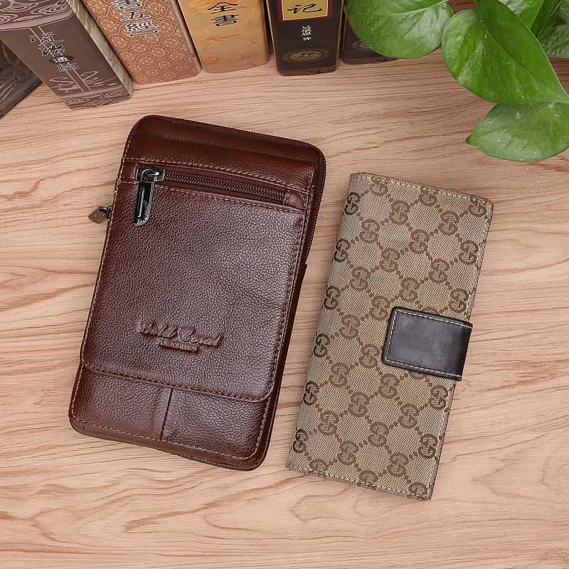 Genuine Leather Waist Bag 7Inch Large Screen Mobile Phone Bag Cowhide Multifunctional Waist Bag Vertical Shoulder Bag Shoulder Bag Hanging Bag - Image 4