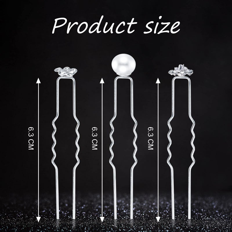 Syhood 60 Pieces Bridal Wedding Hair Pins Silver Pearl Rhinestone Crystal Flower U Shape Clips Jewelry Hair Barrettes Prom Styling Decorations Accessories for Brides Bridesmaids Women - Image 2