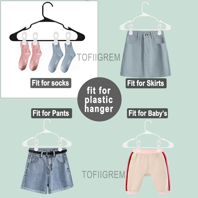 TOFIIGREM White Hanger Clips 50 Pack, Multi-Purpose Plastic Hangers Clips Perfect for Plastic Clothes Hangers, Clothes Pins Finger Clip for Skirt Pants Hangers - Image 5