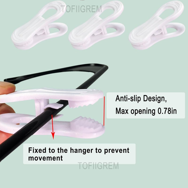 TOFIIGREM White Hanger Clips 50 Pack, Multi-Purpose Plastic Hangers Clips Perfect for Plastic Clothes Hangers, Clothes Pins Finger Clip for Skirt Pants Hangers - Image 4