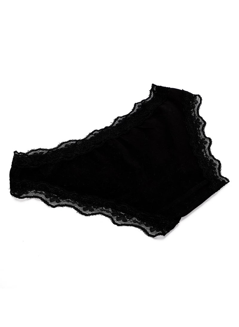 Mesery Bundle OF (3) Cotton Panties Dantel - Black  - Image 3
