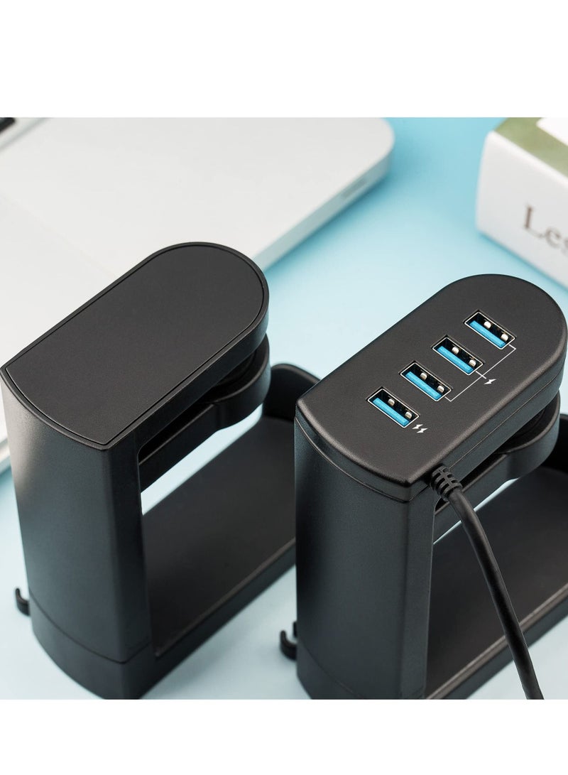 Captaintech Headphone Stand with USB Charger, 360° Swivel Headset Hanger and Adjustable Springed Clamp, Under Desk Space Save Mount Fold Headset Holder with USB 3.0 x1 + USB 2.0 x3 - Image 4