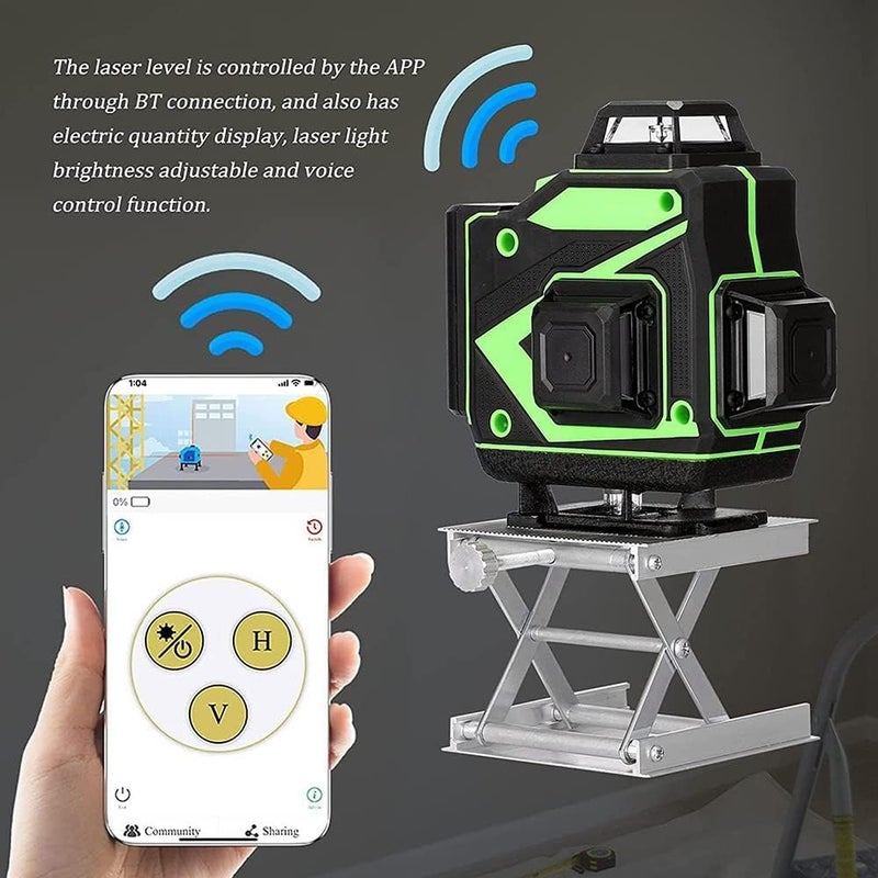 VINSOC Laser level 360 self leveling 4D 16 Lines APP Remote Control Level Tool with Self Leveling Laser Level 4x360° Vertical Horizontal Cross with 2 Rechargeble Battery - Image 2