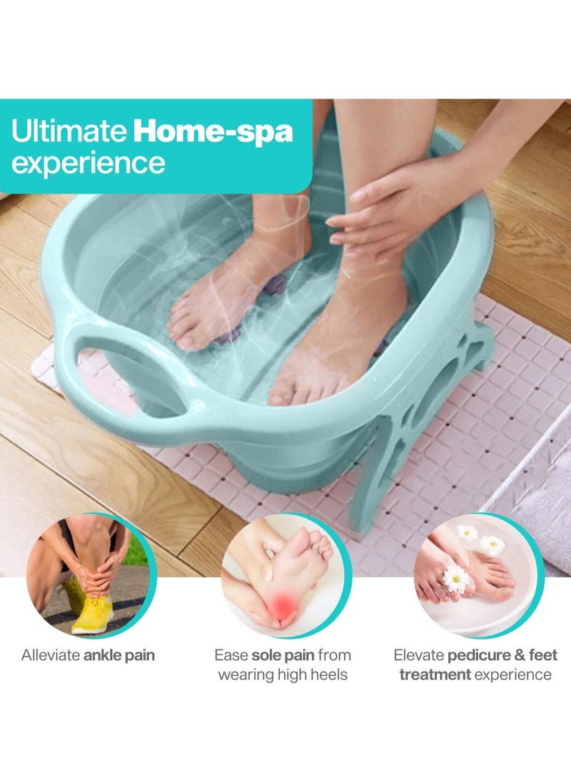 Kimaya Foot Soak, Stress Relief Collapsible Foot Spa, Foot Soak Bath Tub with Massaging Rollers, Spa Basin for Soaking Tired & Sore Feet, Green  - Image 3