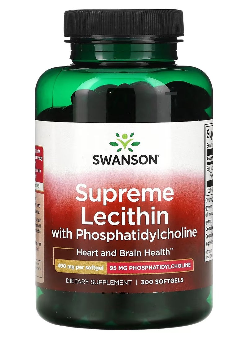 Swanson, Supreme Lecithin with Phosphatidylcholine , 400 mg , 300 Softgels