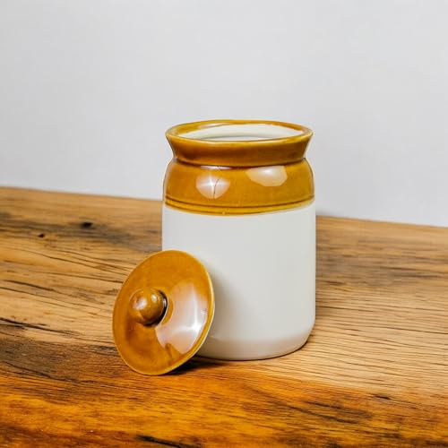 ClayStone Ceramic Achaar Jar Set - Martban Pickle Container - Kitchen Storage for Pickle, Chutneys and Sauces - Durable, and Easy to Clean (2 Kg - 1 Kg Set) - Image 3