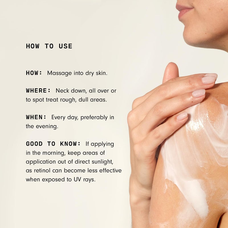 Versed Press Restart Retinol Body Lotion - Skin Firming Lotion with Cocoa Butter, Squalane & Vitamin E - Lightweight All-Over Body Moisturizer for Dark Spots and Aging Dry Skin (6 oz) - Image 3