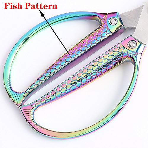 Jasni Stainless Steel Heavy Duty kitchen shears scissors for food meat poultry cooking cutting sharp Powerful strong professional All-Purpose pretty Color rainbow iridescent Titanium utility Office - Image 4