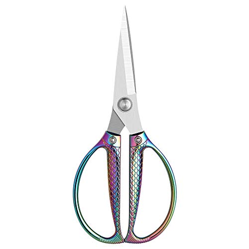 Jasni Stainless Steel Heavy Duty kitchen shears scissors for food meat poultry cooking cutting sharp Powerful strong professional All-Purpose pretty Color rainbow iridescent Titanium utility Office - Image 3