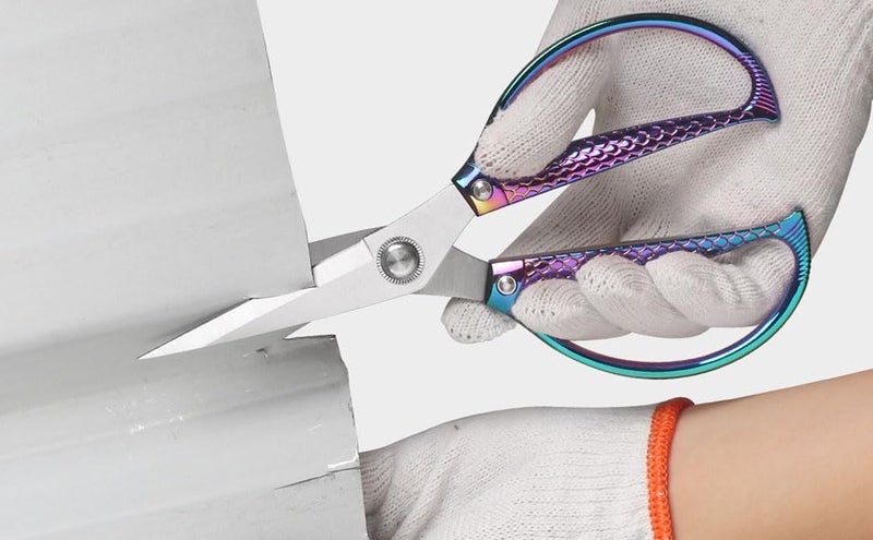 Jasni Stainless Steel Heavy Duty kitchen shears scissors for food meat poultry cooking cutting sharp Powerful strong professional All-Purpose pretty Color rainbow iridescent Titanium utility Office - Image 2