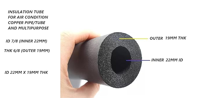 Air Conditioner Sleeve Insulated Tube 14 ID X 14 THK Foam Heat Piping for Heat and Cold Insulation 6 feet Black  - Image 2