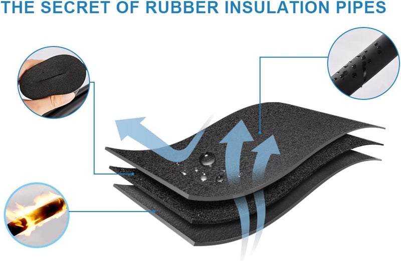 Air Conditioner Sleeve Insulated Tube 14 ID X 14 THK Foam Heat Piping for Heat and Cold Insulation 6 feet Black  - Image 3
