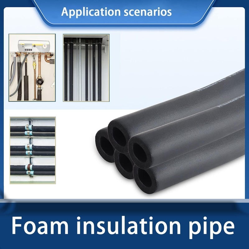 Air Conditioner Sleeve Insulated Tube 14 ID X 14 THK Foam Heat Piping for Heat and Cold Insulation 6 feet Black  - Image 4