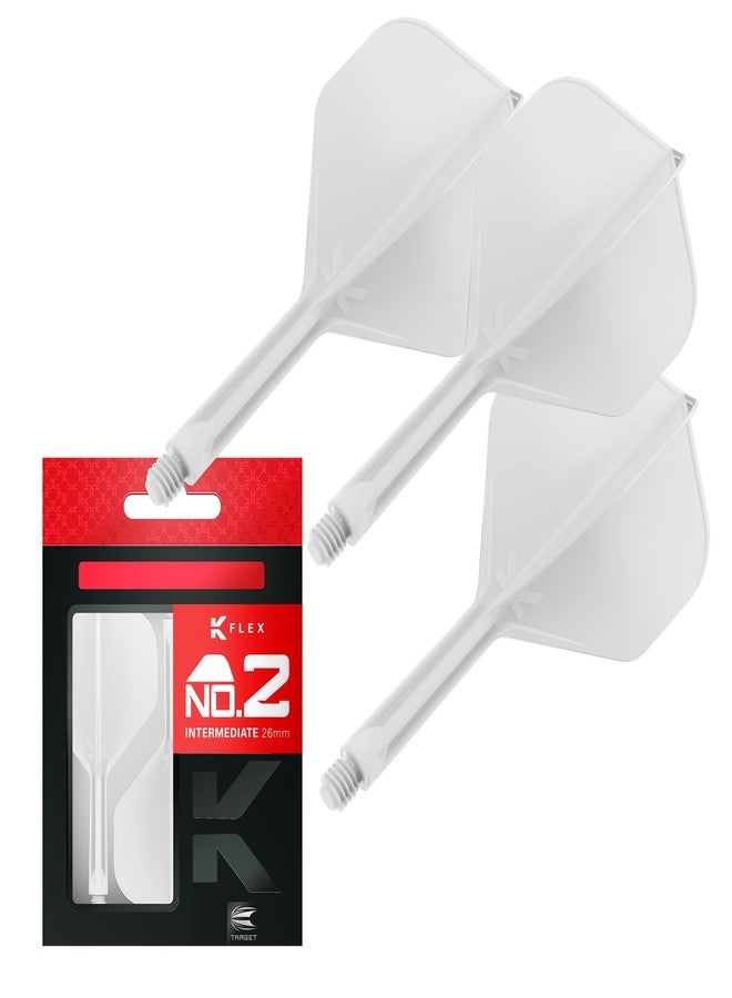 TARGET Darts K Flex Integrated Dart Flight And Shaft, No.2 White (Intermediate) | Pack Of 3 K-Flex - No 2, Precision Moulded 2-In-1 Dart Flights And Dart Stem | Professional Dart Accessories - Image 1