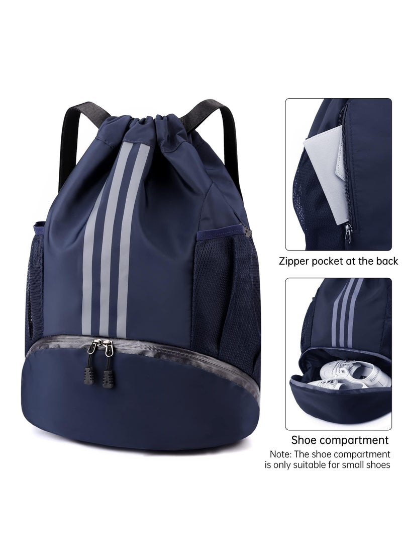 TRASSLE Drawstring Backpack Drawstring Bag Gym Sack String Bag, Basketball Bag Bundle Pocket Drawstring Backpack Student School Bag Football Bag Storage Bag Large Capacity Fitness  - Image 2